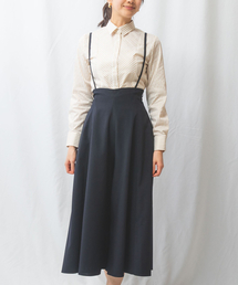 【NARACAMICIE】トロピカルポリエステルサス付きフレアパンツ