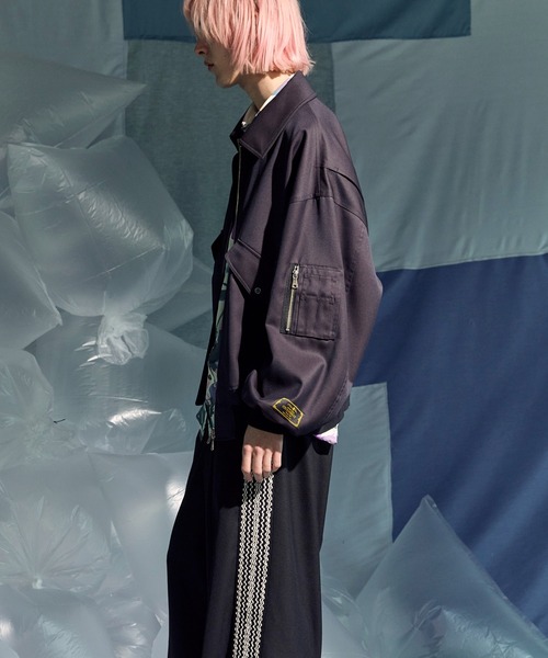 MAISON SPECIAL（メゾンスペシャル）の「《UNISEX》4 Colors Chambray Washable Wool Prime-Over G-1 Flight Jacket/4色シャンブレーウォッシャブルウールプライムオーバーG-1フライトジャケット【MAISON SPECIAL/メゾンスペシャル】（ブルゾン・メンズ・ブルー/ライトブルー/ブラック/チャコールグレー/グレー・2/0/1）」の15枚目の写真