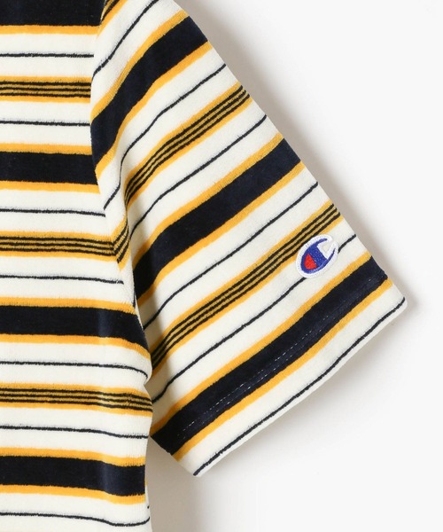 Champion（チャンピオン）の「【Champion(チャンピオン)】ボーダーTシャツ（Tシャツ/カットソー・レディース・オレンジ/オフホワイト・MEDIUM）」の9枚目の写真