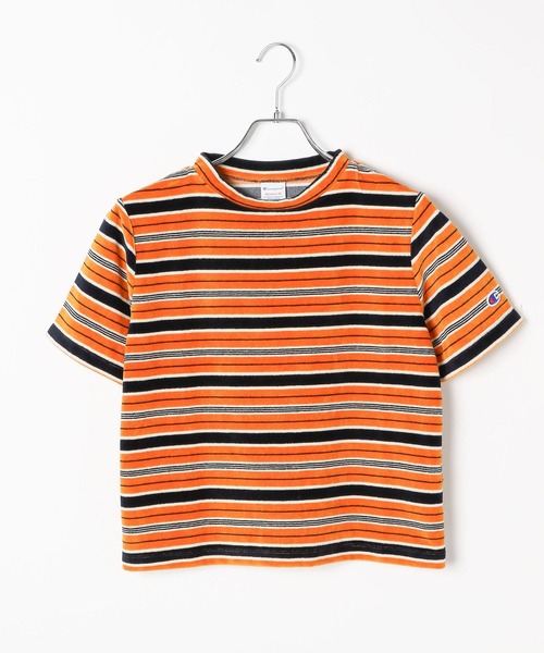 Champion（チャンピオン）の「【Champion(チャンピオン)】ボーダーTシャツ（Tシャツ/カットソー・レディース・オレンジ/オフホワイト・MEDIUM）」の16枚目の写真
