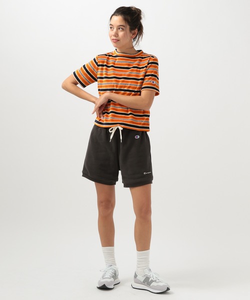 Champion（チャンピオン）の「【Champion(チャンピオン)】ボーダーTシャツ（Tシャツ/カットソー・レディース・オレンジ/オフホワイト・MEDIUM）」の13枚目の写真