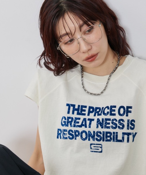 Auntie Rosa Holiday(アンティローザホリデー)の「ラグランクロップドプリントTEE(Tシャツ/カットソー・レディース・ナチュラル/チャコールグレー・FREE)」の11枚目の写真