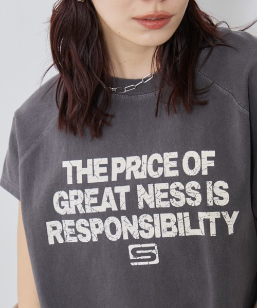 Auntie Rosa Holiday(アンティローザホリデー)の「ラグランクロップドプリントTEE(Tシャツ/カットソー・レディース・ナチュラル/チャコールグレー・FREE)」の22枚目の写真