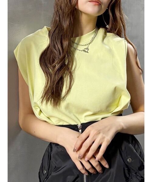 MURUA（ムルーア）の「ウエストタックノースリトップス（Tシャツ/カットソー・レディース・ブルー/イエロー/ブラック/ホワイト・FREE）」の4枚目の写真