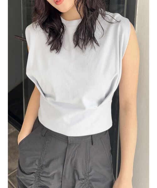 MURUA（ムルーア）の「ウエストタックノースリトップス（Tシャツ/カットソー・レディース・ブルー/イエロー/ブラック/ホワイト・FREE）」の3枚目の写真