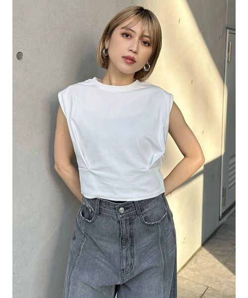 MURUA（ムルーア）の「ウエストタックノースリトップス（Tシャツ/カットソー・レディース・ブルー/イエロー/ブラック/ホワイト・FREE）」の10枚目の写真