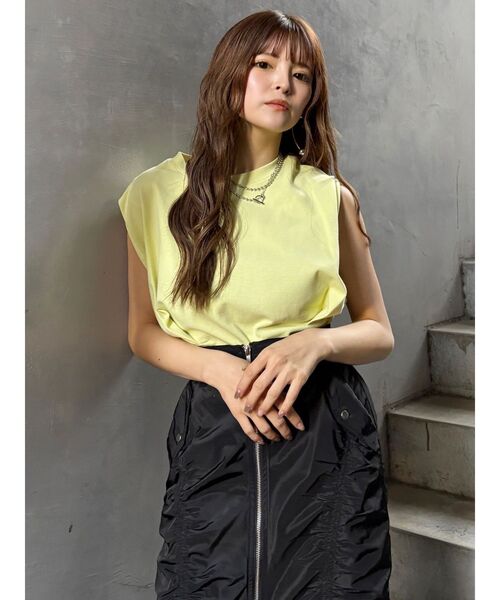 MURUA（ムルーア）の「ウエストタックノースリトップス（Tシャツ/カットソー・レディース・ブルー/イエロー/ブラック/ホワイト・FREE）」の11枚目の写真