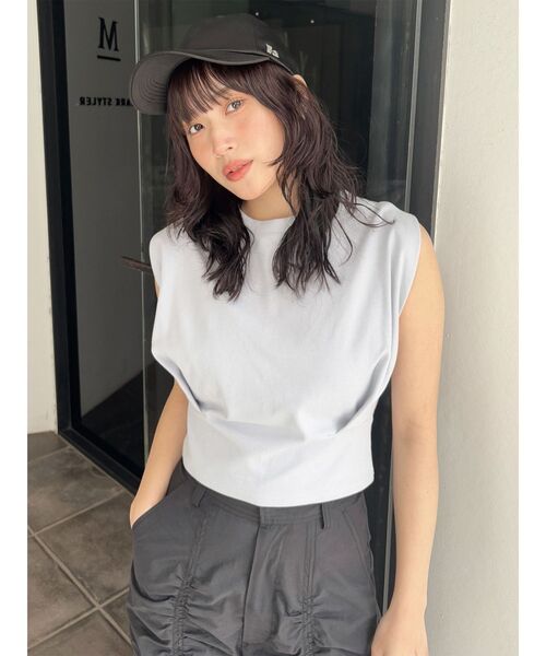 MURUA（ムルーア）の「ウエストタックノースリトップス（Tシャツ/カットソー・レディース・ブルー/イエロー/ブラック/ホワイト・FREE）」の12枚目の写真