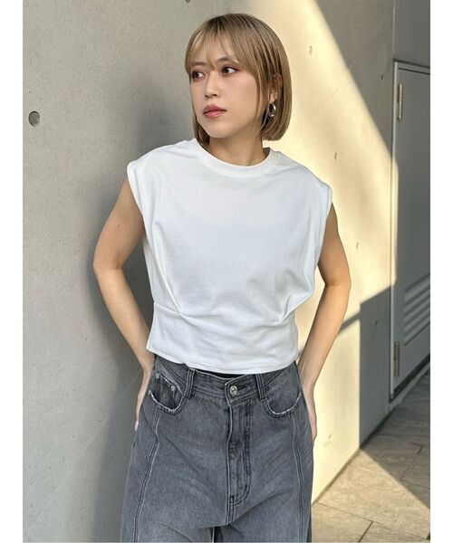 MURUA（ムルーア）の「ウエストタックノースリトップス（Tシャツ/カットソー・レディース・ブルー/イエロー/ブラック/ホワイト・FREE）」の20枚目の写真