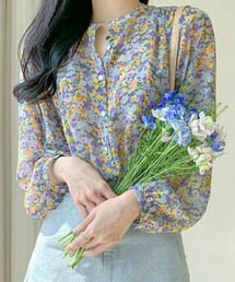 花柄長袖ブラウス