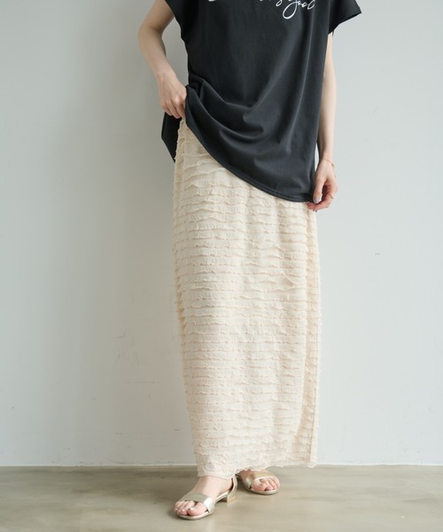 Shelly island（シェリーアイランド）の「フリルティアードIラインスカート（スカート・レディース・ブラック/ホワイト/レッド・FREE）」の13枚目の写真