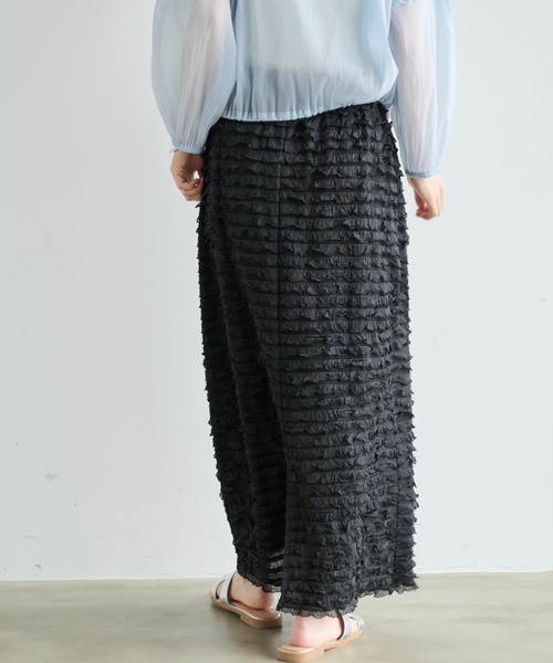 Shelly island（シェリーアイランド）の「フリルティアードIラインスカート（スカート・レディース・ブラック/ホワイト/レッド・FREE）」の6枚目の写真