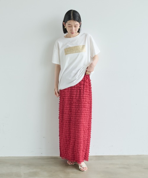 Shelly island（シェリーアイランド）の「フリルティアードIラインスカート（スカート・レディース・ブラック/ホワイト/レッド・FREE）」の18枚目の写真