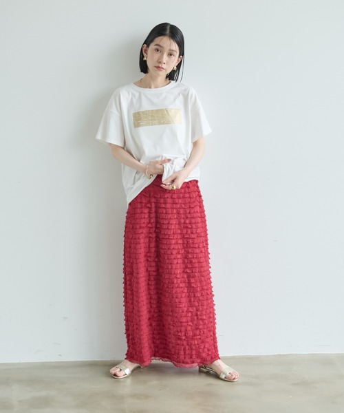 Shelly island（シェリーアイランド）の「フリルティアードIラインスカート（スカート・レディース・ブラック/ホワイト/レッド・FREE）」の19枚目の写真