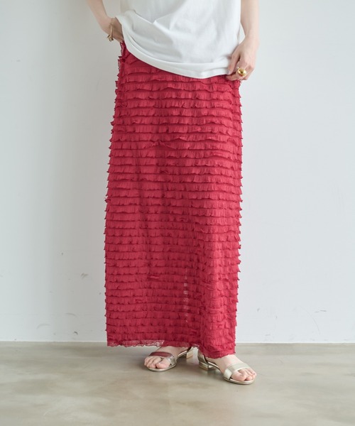 Shelly island（シェリーアイランド）の「フリルティアードIラインスカート（スカート・レディース・ブラック/ホワイト/レッド・FREE）」の20枚目の写真