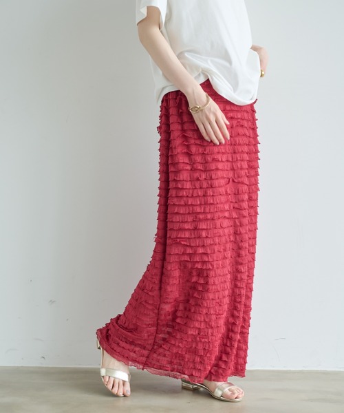 Shelly island（シェリーアイランド）の「フリルティアードIラインスカート（スカート・レディース・ブラック/ホワイト/レッド・FREE）」の21枚目の写真