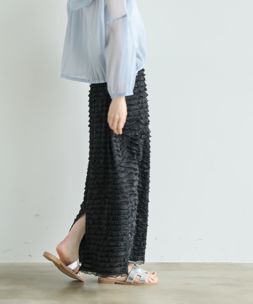 Shelly island（シェリーアイランド）の「フリルティアードIラインスカート（スカート・レディース・ブラック/ホワイト/レッド・FREE）」の4枚目の写真