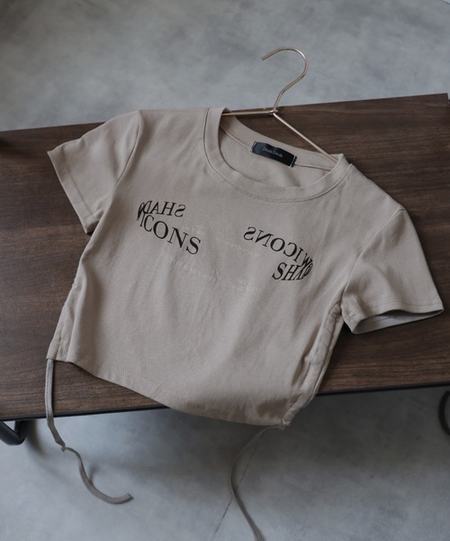 Ulysses(ユリシス)の「サイドシャーリングクロップドTシャツ(Tシャツ/カットソー・レディース・ホワイト/ブラック/ダークグレー/キャメル・F)」の16枚目の写真