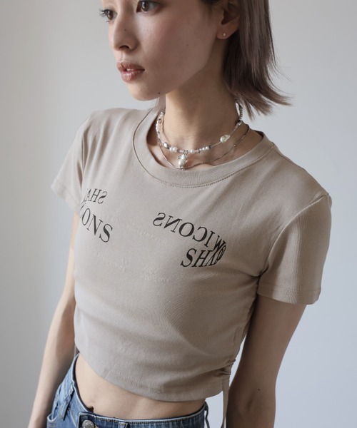 Ulysses(ユリシス)の「サイドシャーリングクロップドTシャツ(Tシャツ/カットソー・レディース・ホワイト/ブラック/ダークグレー/キャメル・F)」の11枚目の写真