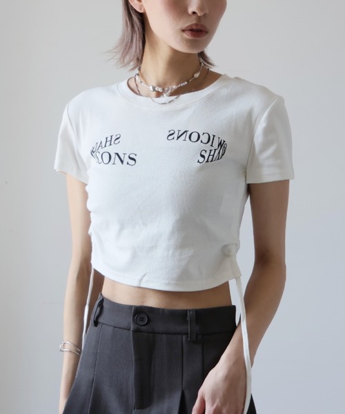 Ulysses(ユリシス)の「サイドシャーリングクロップドTシャツ(Tシャツ/カットソー・レディース・ホワイト/ブラック/ダークグレー/キャメル・F)」の21枚目の写真