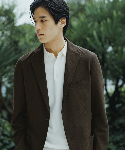 未使用 リサウンドクロージング テーラードジャケット サイズ2 シアサッカー シアサッカーグレンチェックプリントテーラードジャケット