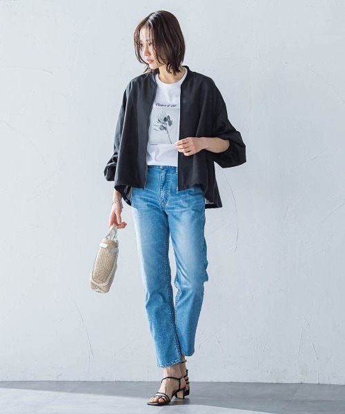 LAUTREAMONT（ロートレアモン）の「【JAPAN BLUE JEANS】テーパードパンツ≪洗濯機で洗える≫（デニムパンツ・レディース・ネイビー/ライトブルー・9号/11号/7号）」の3枚目の写真