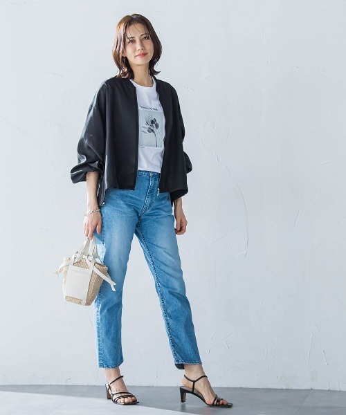 LAUTREAMONT（ロートレアモン）の「【JAPAN BLUE JEANS】テーパードパンツ≪洗濯機で洗える≫（デニムパンツ・レディース・ネイビー/ライトブルー・9号/11号/7号）」の4枚目の写真