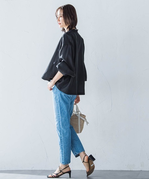 LAUTREAMONT（ロートレアモン）の「【JAPAN BLUE JEANS】テーパードパンツ≪洗濯機で洗える≫（デニムパンツ・レディース・ネイビー/ライトブルー・9号/11号/7号）」の6枚目の写真