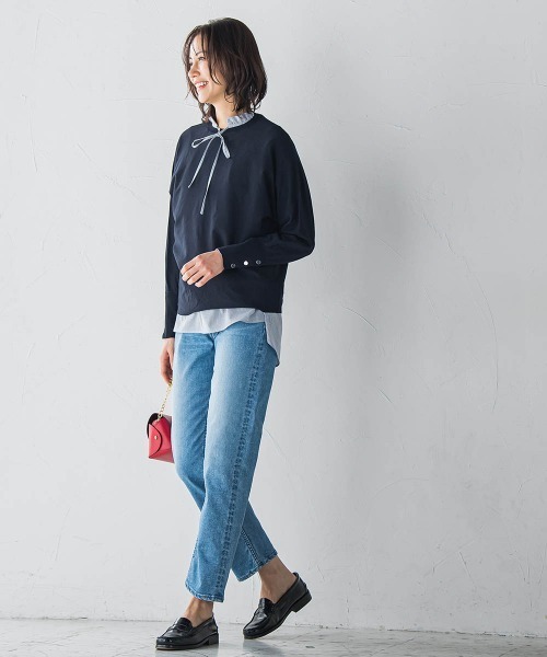 LAUTREAMONT（ロートレアモン）の「【JAPAN BLUE JEANS】テーパードパンツ≪洗濯機で洗える≫（デニムパンツ・レディース・ネイビー/ライトブルー・9号/11号/7号）」の11枚目の写真