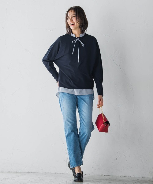 LAUTREAMONT（ロートレアモン）の「【JAPAN BLUE JEANS】テーパードパンツ≪洗濯機で洗える≫（デニムパンツ・レディース・ネイビー/ライトブルー・9号/11号/7号）」の12枚目の写真