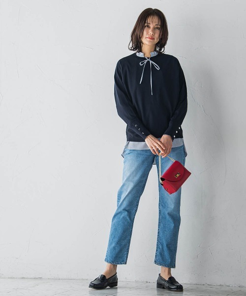 LAUTREAMONT（ロートレアモン）の「【JAPAN BLUE JEANS】テーパードパンツ≪洗濯機で洗える≫（デニムパンツ・レディース・ネイビー/ライトブルー・9号/11号/7号）」の13枚目の写真