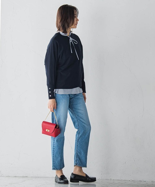 LAUTREAMONT（ロートレアモン）の「【JAPAN BLUE JEANS】テーパードパンツ≪洗濯機で洗える≫（デニムパンツ・レディース・ネイビー/ライトブルー・9号/11号/7号）」の14枚目の写真
