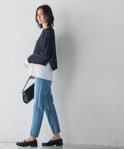 LAUTREAMONT（ロートレアモン）の「【JAPAN BLUE JEANS】テーパードパンツ≪洗濯機で洗える≫（デニムパンツ・レディース・ネイビー/ライトブルー・9号/11号/7号）」の19枚目の写真