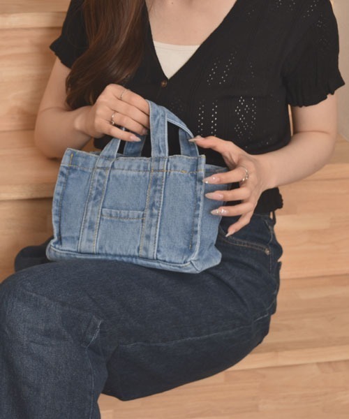 VIBGYOR Women（ヴィブジョー　ウィメン）の「【float】デニム ミニ トートバッグ/ショルダーバッグ【2way】（ショルダーバッグ・レディース・インディゴブルー/ライトブルー・FREE）」の3枚目の写真