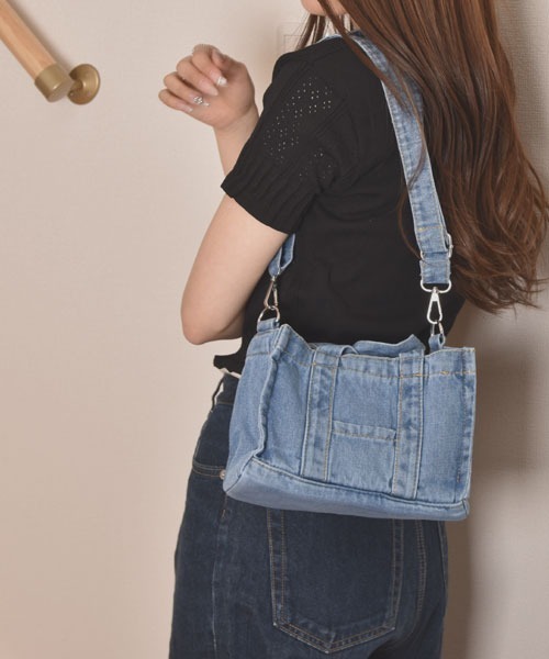 VIBGYOR Women（ヴィブジョー　ウィメン）の「【float】デニム ミニ トートバッグ/ショルダーバッグ【2way】（ショルダーバッグ・レディース・インディゴブルー/ライトブルー・FREE）」の7枚目の写真