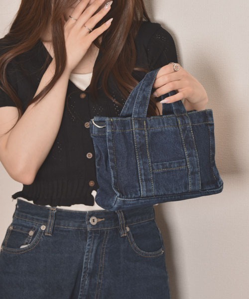 VIBGYOR Women（ヴィブジョー　ウィメン）の「【float】デニム ミニ トートバッグ/ショルダーバッグ【2way】（ショルダーバッグ・レディース・インディゴブルー/ライトブルー・FREE）」の11枚目の写真