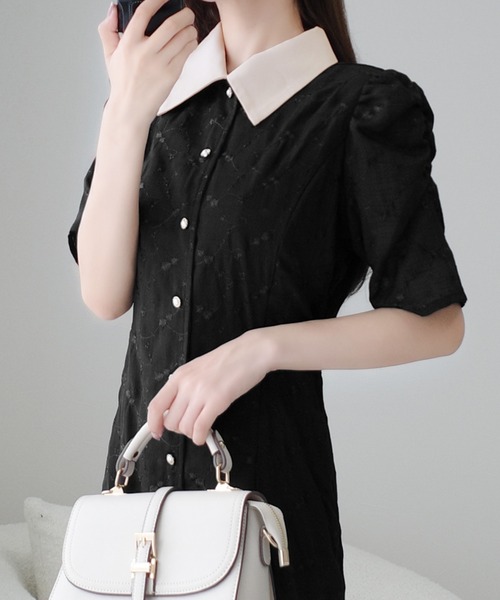 mily bilet 花刺繍シャツワンピース Mサイズ ブラック クラシカルエルフ Classical Elf 【mily bilet】おしゃれと高級
