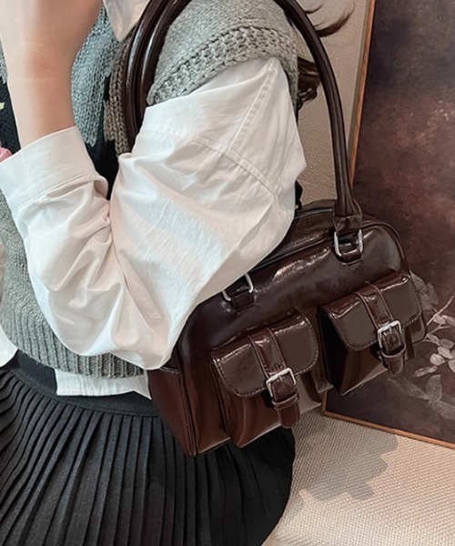 セール】ショルダーバッグ スクエア ダブルポケット ミニ