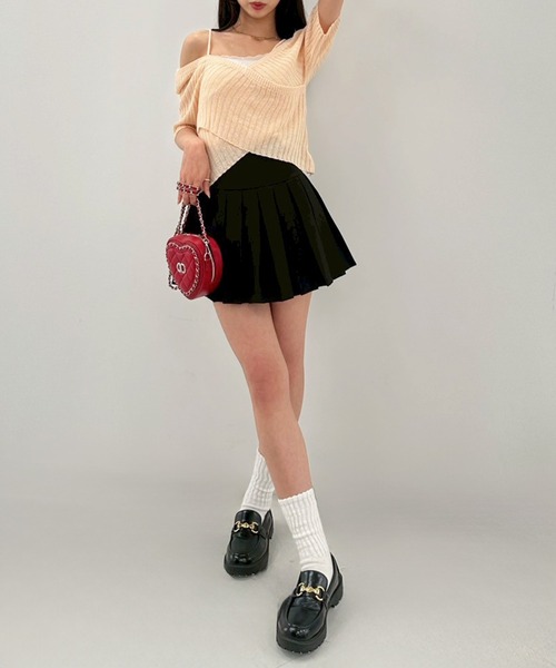 Teem Store(チームストア)の「【春夏新作】カシュクール風ストラップオフショルリブ半袖夏ニット(ニット/セーター・レディース・ホワイト/ブラック/ブルー/ピンク・F)」の21枚目の写真