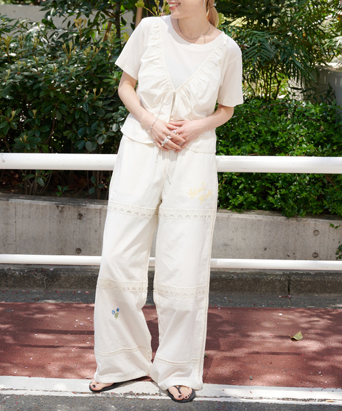 OUTDOOR PRODUCTS(アウトドアプロダクツ)の「レース×刺繍トラックワイドパンツ セットアップ対応(その他パンツ・レディース・ホワイト・FREE)」の22枚目の写真