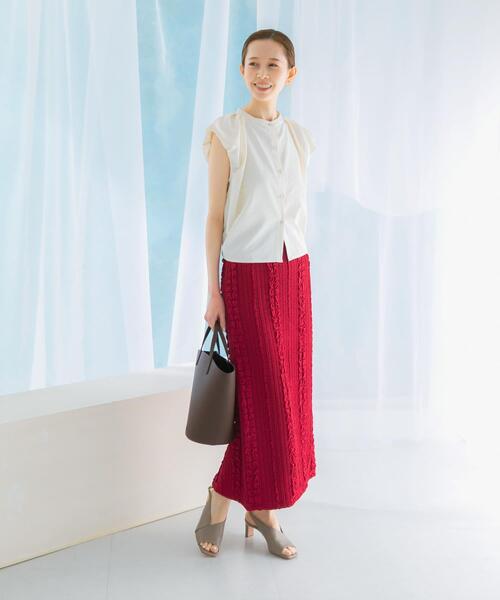 URBAN RESEARCH ROSSO WOMEN(アーバンリサーチ ロッソ)の「ジャガードイージーストレートスカート(スカート・レディース・ブラック/レッド・FREE)」の4枚目の写真