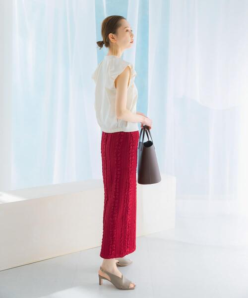 URBAN RESEARCH ROSSO WOMEN(アーバンリサーチ ロッソ)の「ジャガードイージーストレートスカート(スカート・レディース・ブラック/レッド・FREE)」の5枚目の写真