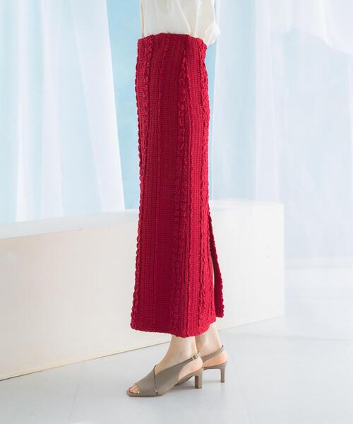 URBAN RESEARCH ROSSO WOMEN(アーバンリサーチ ロッソ)の「ジャガードイージーストレートスカート(スカート・レディース・ブラック/レッド・FREE)」の7枚目の写真