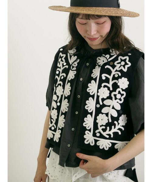 TSUHARU by Samansa Mos2 メッシュ刺繍ベスト付ワンピース TSUHARU by Samansa Mos2 メッシュ刺繍ベスト付ワンピース