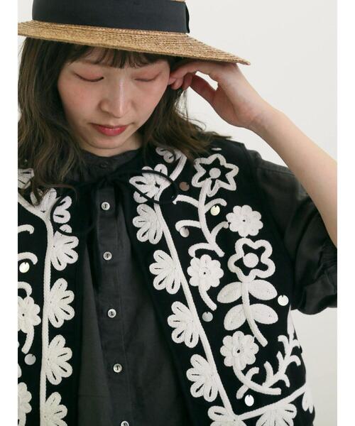 TSUHARU by Samansa Mos2 中綿刺繍キルティングベスト黒 TSUHARU by Samansa Mos2 - 新品 TSUHARU 中綿刺繍キルティング