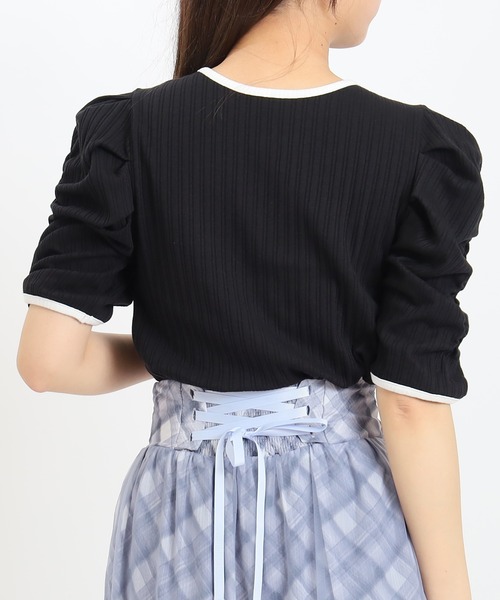 ASTORIA ODIER(アストリアオディール)の「レースアップリブカットソー(Tシャツ/カットソー・レディース・ホワイト×ブラック/ブラック/ホワイト・MEDIUM)」の16枚目の写真