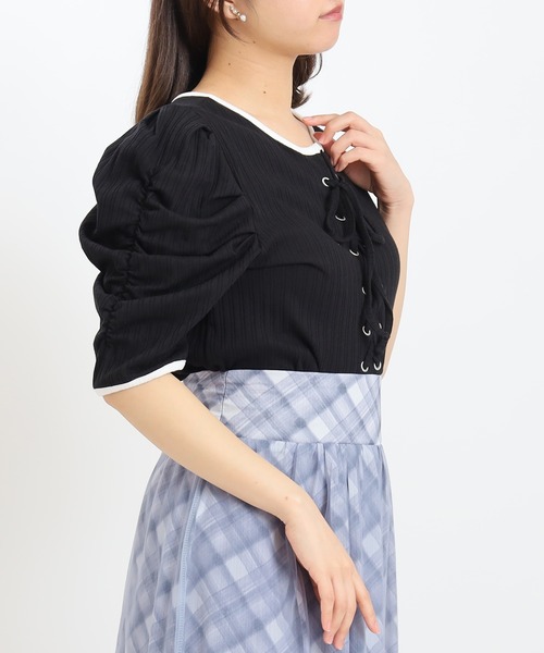 ASTORIA ODIER(アストリアオディール)の「レースアップリブカットソー(Tシャツ/カットソー・レディース・ホワイト×ブラック/ブラック/ホワイト・MEDIUM)」の17枚目の写真