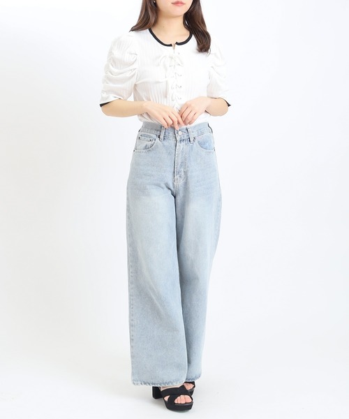 ASTORIA ODIER(アストリアオディール)の「レースアップリブカットソー(Tシャツ/カットソー・レディース・ホワイト×ブラック/ブラック/ホワイト・MEDIUM)」の13枚目の写真
