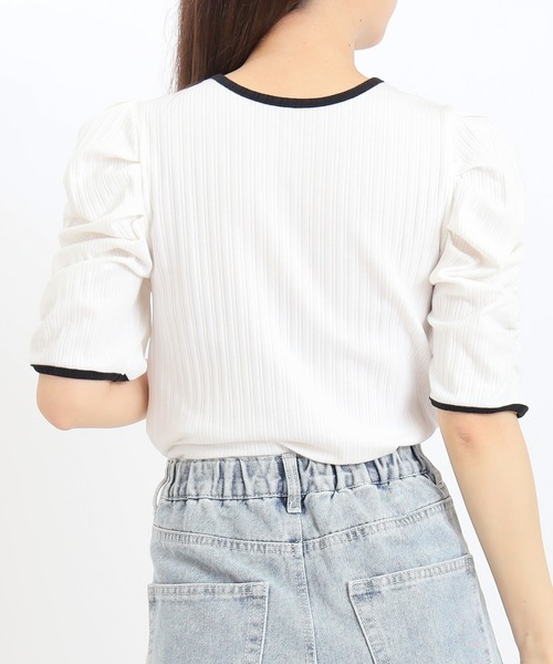 ASTORIA ODIER(アストリアオディール)の「レースアップリブカットソー(Tシャツ/カットソー・レディース・ホワイト×ブラック/ブラック/ホワイト・MEDIUM)」の11枚目の写真