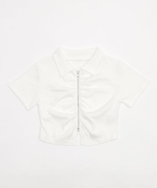 WEGO(ウィゴー)の「WEGO/WZIPギャザートップス(Tシャツ/カットソー・レディース・オフホワイト/レッド/スミクロ・FREE)」の16枚目の写真